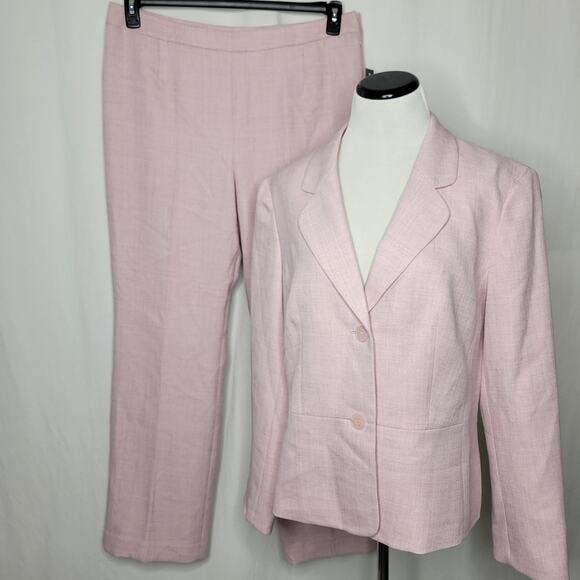 Le Suit Women's Notch-Collar Blazer Jacket + Pants Suit Blossom Pink NWT Size 14 - Picture 2 of 10
